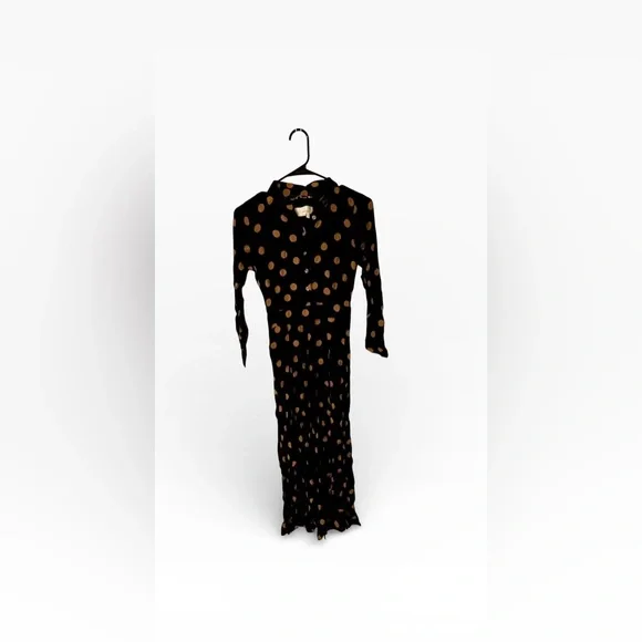 ANTHROPOLOGIE Loveland Wide-Leg Jumpsuit Women's Size US 4 Black Polka - Picture 5 of 7